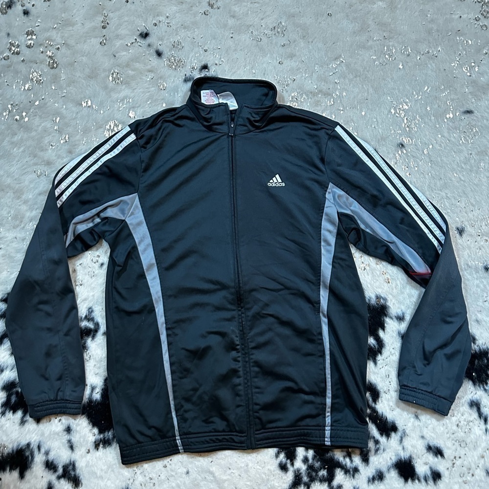 ADIDAS Youth Full Zip Gray Track Sport Training Jacket Size XL 14-16